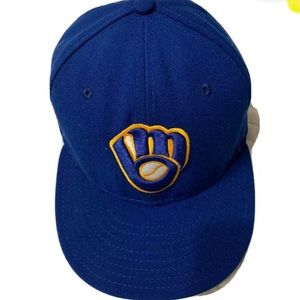 New Era 59 50 Milwaukee Brewers Baseball Cap Hat 7 3/8